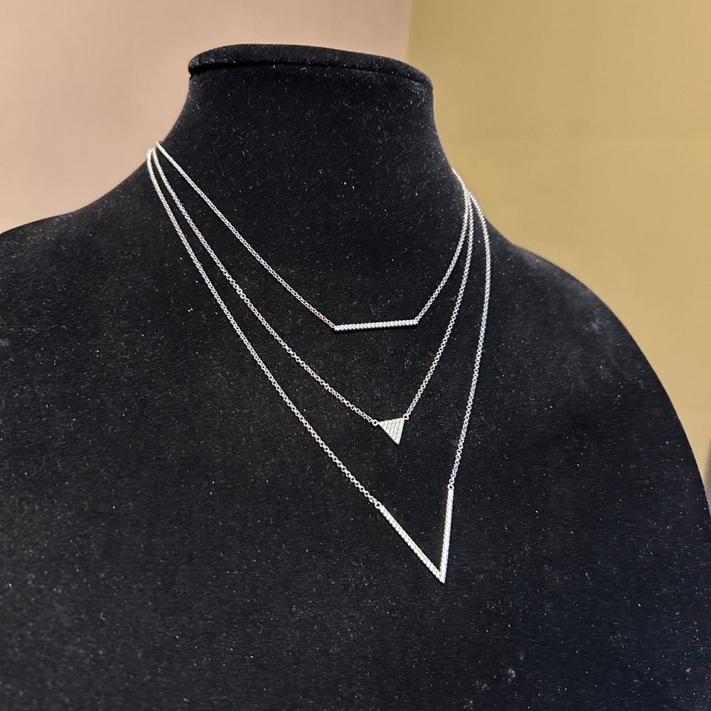 Elle Delicately Feminine Geometric Sterling Silver and Stone Necklace rare find